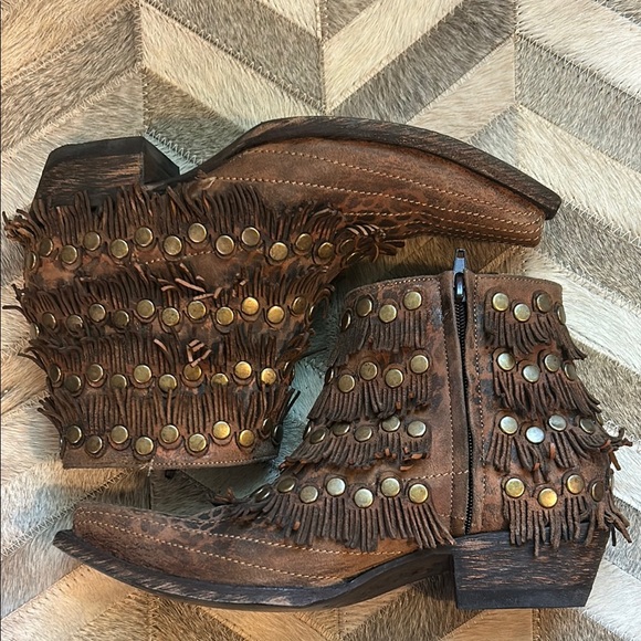 NWT Old Gringo “Medusa” Studded Fringe Ankle Boots - Picture 2 of 6